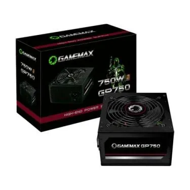 Fonte Gamemax GP750, 750W, 80 Plus Bronze, PFC Ativo, Com Cabo, Preto