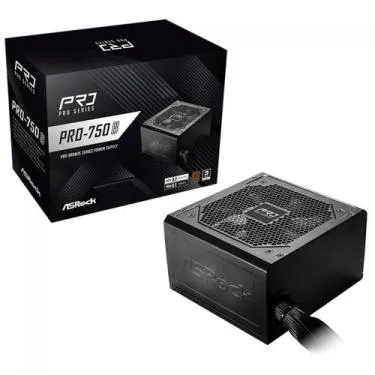 Fonte ASRock Pro, 750W, 80 Plus Bronze, ATX 3.1, PCIe 5.1, PFC Ativo,