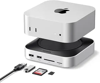 UGREEN Base e Suporte para Mac mini M4 com Caixa SSD NVMe | 3 USB-A 3.2, 2 USB-A 3.0, 2 USB-C 3.2 de 10Gbps, Leitor de Cartões SD/TF 170MB/s, Hub USB C Compatível com Mac Mini M4/Pro