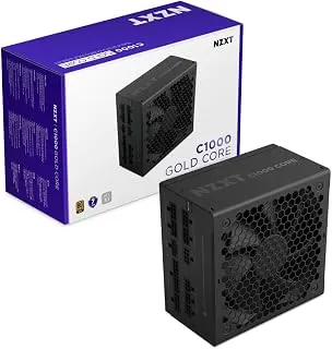 NZXT Fonte de alimentação C1000 Gold Core 1000W ATX 3.1-80 Plus Gold - Cybenetics Platinum - Totalmente modular - PCIe 5.1 600W 12V-2x6 - Ventilador Zero RPM - Capacitores 105°C - Preto