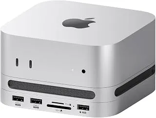Hagibis Hub Mac mini M4 com gabinete SSD M.2 e suporte à prova de poeira, estação de ancoragem USB-C com capa SSD M.2 NVMe, 4K @ 60Hz HDMI, SD4.0, Micro SD 4.0, USB 3.2 de 10 Gbps para Mac mini M4 Pro