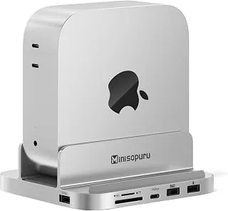 Minisopuru Base e suporte MINI218B PRO Mac mini M4 com gabinete SSD M.2 NVMe, 10Gbps USB C/A, TF& SD, 2x USB A 2.0, conector de áudio, 8 em 1 Mac mini Hub para M4/M4 Pro 2024