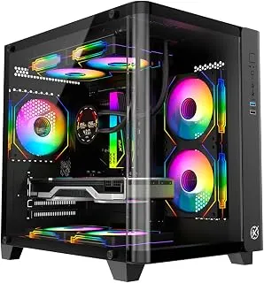 Gabinete Gamer Kalkan Midgard Curve Preto Aquário Micro-ATX Painel Frontal em Vidro Curvo Sem Fans USB 3.0 Câmara Dupla KLK00072