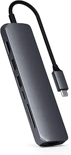 Satechi Adaptador Ethernet USB C Multi Portas - 4K HDMI, 60W USB C PD, 2 USB-A, Leitor de Cartão SD/Micro - Para M2/ M1 MacBook Pro/Air, M2/ M1 iPad Pro/Air, M2 Mac Mini, iMac M1 (Cinza Espacial)
