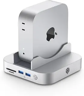Yottamaster Dock 9 em 1 Mac mini M4 de 10 Gbps com gabinete SSD NVMe SATA de 8 TB, suporte e hub de alumínio para Mac mini M4, ventilador embutido, USB-A*2/USB-C 10 Gbps, USB-A 2.0 * 2, áudio de 3,5