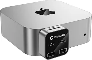 Mac mini M4 Dock | Mini Hub Mac de 6 portas com adaptadores duplos de 10 Gbps, 2 x 10 G USB-C, 2 x 10 G USB-A/SD TF 3.0 leitor de cartão | Transferência de dados de alta velocidade e conectividade de
