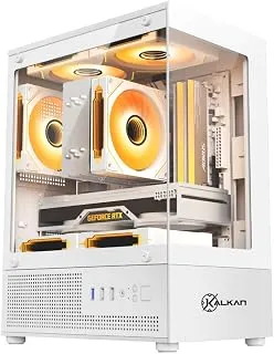 Gabinete Gamer Kalkan Hakon Branco Micro-ATX Sem Fans Vidro Temperado Duplo USB 3.0 Vista Panorâmica KLK00081