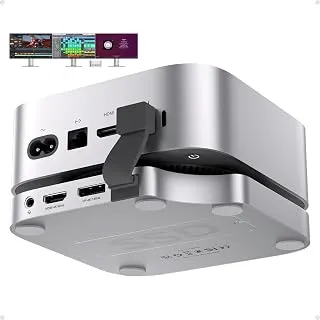 Suporte de base Mac Mini M4 com DP 4K 144Hz e HDMI 4K 60Hz, Hub Mac Mini M4 Pro com gabinete SSD NVMe de 4 TB (SSD não incluído), 3 USB A 2.0, SD/TF 3.0, áudio/microfone de 3,5 mm, hub USB C para Ma-c