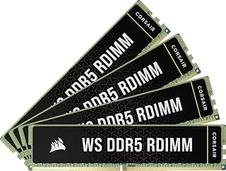 CORSAIR Memória de computador WS DDR5 ECC RDIMM 64GB (4x16GB) 6400MHz CL32 Intel XMP 3.0 - Preto (CMA64GX5M4B6400C32)
