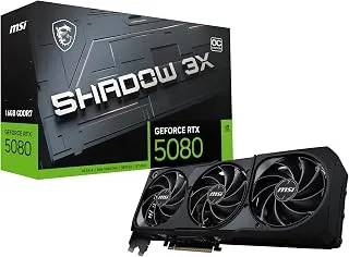MSI Placa gráfica Gaming RTX 5080 16G Shadow 3X OC (16GB GDDR7, 256-bit, Extreme Clock TBD MHz, DisplayPort x 3 2.1a, HDMI 2.1b, NVIDIA Blackwell Architecture)