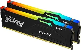 Kingston Memória de desktop FURY Beast RGB 64GB 5600MT/s DDR5 CL40 DIMM (Kit de 2) | Intel XMP 3.0 | Tecnologia de sincronização infravermelha | Estabilidade de overclocking | KF556C40BBAK2-64