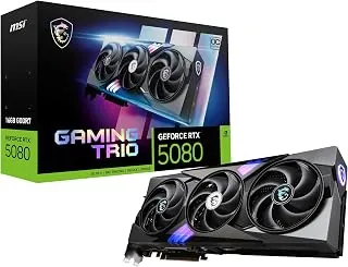 MSI Placa gráfica Gaming RTX 5080 16G Gaming Trio OC (16 GB GDDR7, 256 bits, desempenho extremo: 2715 MHz, DisplayPort x 3 2.1a, HDMI 2.1b, NVIDIA Blackwell Architecture)