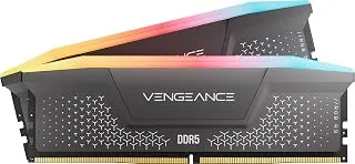 CORSAIR VENGEANCE RGB RS DDR5 RAM 64GB (2x32GB) 6000MHz CL40-50-50-96 1,35V AMD EXPO Intel XMP Memória de computador Desktop – Cinza (CMG64GX5M2D6000Z40)