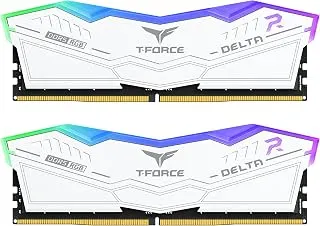TEAMGROUP T-Force Delta RGB DDR5 Ram 64GB (2x32GB) 6000MHz PC5-48000 CL38 Intel XMP 3.0 & AMD Expo Módulo de memória de desktop compatível Ram Branco FF4D564G6000HC38JDC01
